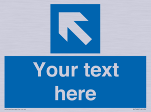 Custom Mandatory directional sign, blue arrow up and left